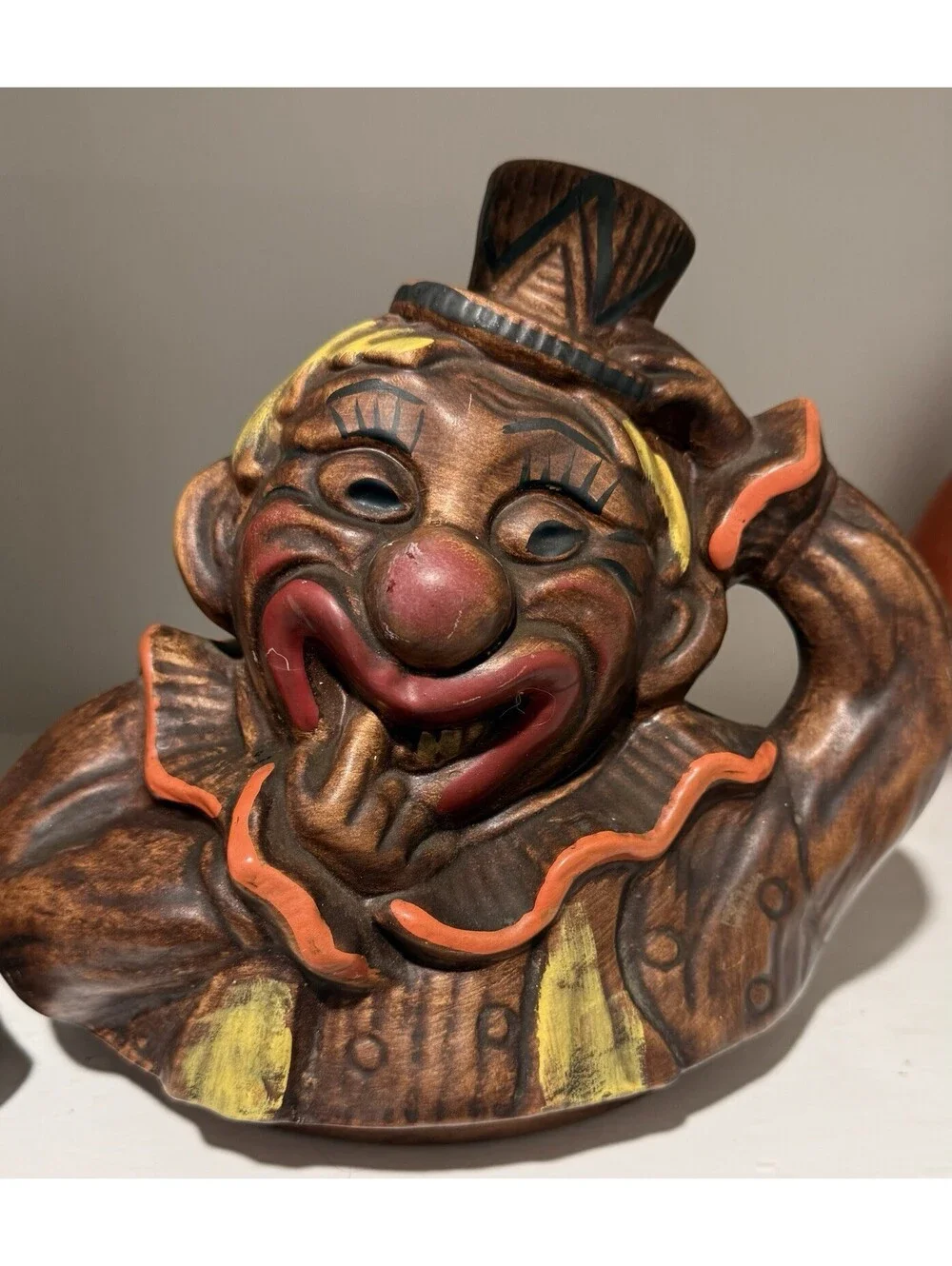Vintage Happy Hobo #213 California Originals clown Scary ceramic cookie jar